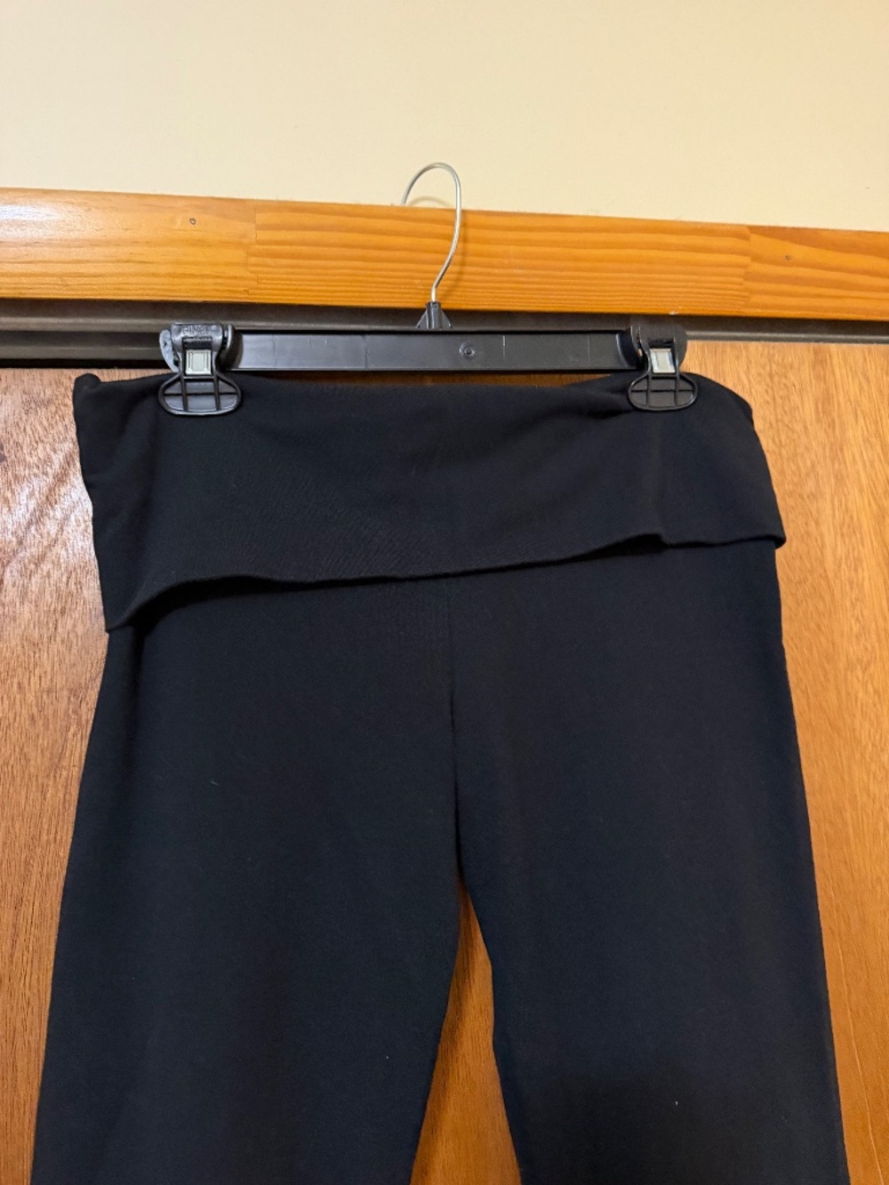 INK Victoria's Secret ALL-DAY COTTON FOLDOVER FLARE LEGGINGS Large Black - Picture 2 of 7
